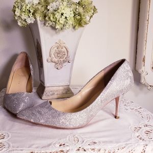 Ivanka Trump Sz 10 silver sparkling lace pumps